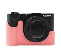 Rieibi Custodia per fotocamera Canon PowerShot V1, mezza custodia in pelle sintetica per fotocamera digitale Canon PowerShot v4, rosa (senza fotocamera)