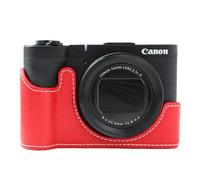 Rieibi Custodia per fotocamera Canon PowerShot V1, mezza custodia in pelle sintetica per fotocamera digitale Canon PowerShot v5, colore rosso (senza fotocamera)