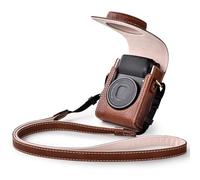Rieibi Custodia per fotocamera compatibile con Sony ZV1F/ZV1/Ricoh GR IIIx/Ricoh GR IV III II/Fujifilm X-Half/X-HF1/Panasonic LX9 LX10 LX15/Canon G7X III/G7X II/SX740 HS - con cinturino - Caffè