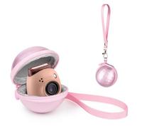 Rieibi Custodia per Fujifilm Mini Pal, custodia rigida in EVA di forma rotonda per Fuji Mini Pal con cinturino da polso, custodia per Fuji Pal e piccoli accessori - rosa