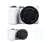 Rieibi Custodia protettiva in silicone per fotocamera Sony Alpha ZV-E10 II con 2 pellicole protettive per lo schermo, custodia leggera ZV-E10II per fotocamera Sony ZV-E10 II, Bianco, Custodia per