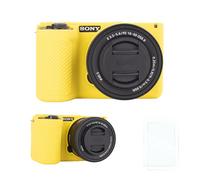 Rieibi - Custodia protettiva in silicone per Sony Alpha ZV-E10 II con 2 pellicole protettive, custodia leggera ZV-E10II con sensazione di presa migliorata per Sony ZV-E10 II, Giallo, Custodia per