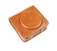 Rieibi Custodia quadrata SQ6, custodia protettiva per fotocamera istantanea Fujifilm Instax Square SQ6, custodia compatta in pelle PU con tracolla regolabile, Marrone, Beauty Case