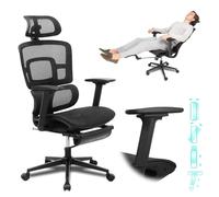 Rieior S2 Elite - Sedia da ufficio ergonomica con poggiapiedi, braccioli regolabili 4D, comoda sedia da scrivania girevole in rete con supporto lombare, ruote per ufficio, casa, giochi, sedia da