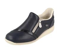 Rieker 47264 Ready2Go Scarpe Casual Donna In Pelle Blu Slip On Extra Larghe