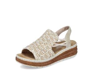 Rieker 62741, Sandali con Zeppa Donna, Beige Argento Taglio, 42 EU