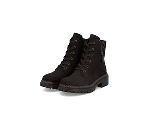 Rieker 72617-25 Damen Stiefel Biker Boots Kunstleder Brown Flach Schnürsenkel