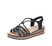 Rieker Donna 62977 Sandali con zeppa, Nero, 40 EU