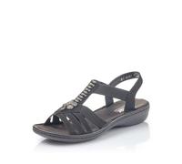 Rieker Donna Sandali 60806, Signora Sandali,Scarpa Estiva,Sandalo Estivo,Comodo,Piatto,Nero (Schwarz / 00),37 EU / 4 UK