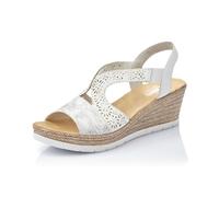 Rieker Donna Sandali 61916, Signora Sandali con Piattaforma,Sandalo con Plateau,Scarpa Estiva,Comodo,Suola Spessa,Bianco (Weiss / 80),38 EU / 5 UK