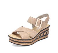 Rieker Donna Sandali 68163, Signora Sandali con Piattaforma,Sandalo con Plateau,Scarpa Estiva,Comodo,Suola Spessa,Beige (Beige / 62),38 EU / 5 UK