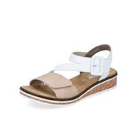 Rieker Donna Sandali V3660, Signora Sandali,Scarpa Estiva,Sandalo Estivo,Comodo,Piatto,Beige (Beige Kombi / 60),42 EU / 8 UK