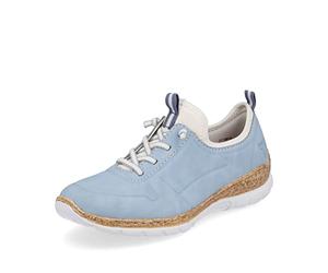 Rieker Donna Sneaker N4285, Signora Sneaker Basse,Soletta Removibile,Scarpa Bassa,Scarpe da Strada,Tempo Libero,Sportivo,Blu (Blau / 10),37 EU / 4 UK