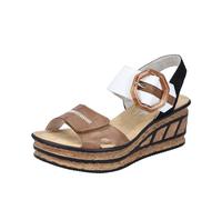 Rieker Gift Womens Wedge Heel Sandals 37 Black/White/Linen