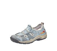 Rieker L0561 Donna Scarpe da Ginnastica Basse, Blu (Adria/Heaven/Silver Flower 12), 39 EU