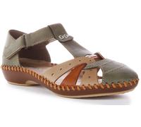 RIEKER M1655-54 Gancio E Anello Sandali Punta Chiusa Verde Beige Donna UK 4 - 8