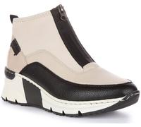RIEKER N6352-60 Neoprene Camoscio Anteriore da Infilare Scarpe Donna Beige UK 3