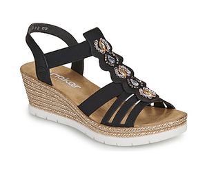 Rieker Sandali con zeppa 619B2-00 in Nero 38