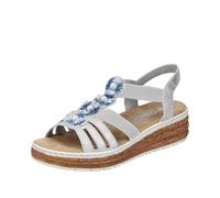 Rieker Sandali da donna 62771 con zeppa, Grigio 40, 37 EU