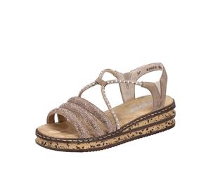 Rieker Sandali da donna 62977 con zeppa, metallici, 39 EU