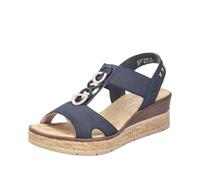 Rieker Sandali da donna 63798 con zeppa, Blu, 38 EU