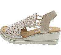 Rieker Sandali da donna 67465 con zeppa, beige, 39 EU