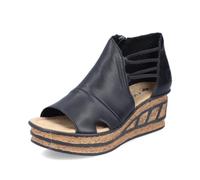 Rieker Sandali da donna con zeppa 68197, sandali da donna, Nero 00., 39 EU