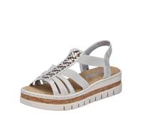 Rieker Sandali da donna V4918 con zeppa, argento/platino, 38 EU