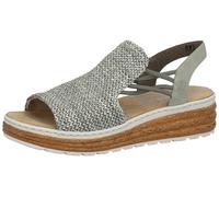Rieker Sandali Donna Verdi Sandalette Con Tacco Basso In Cotone? 62741