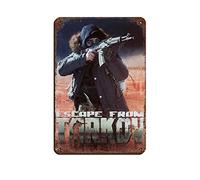 RIELLI Escape From Tarkov Game 8 Poster retrò in metallo con scritta in inglese "Escape From Tarkov", decorazione da parete, 20 x 30 cm