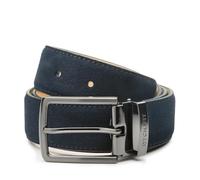 Riemen & Co DTCH.FIT Cintura in pelle scamosciata Oliver - fibbia regolabile in ghisa rossa - larghezza 3,5 cm, Blu, 85 cm