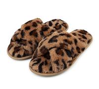 riemot Pantofole Donna in Memory Foam Ciabatte Invernali da Casa Calde leggere Comode Ciabatte Donna Antiscivolo Pelose Morbide Suola Scarpe Invernali Indoor Outdoor,Leopardato,36/37 EU