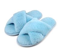 riemot Pantofole Donna in Memory Foam Ciabatte Invernali da Casa Calde leggere Comode Ciabatte Donna Antiscivolo Ciabatte Pelose Morbide Suola Scarpe Donna Invernali Indoor Outdoor,Blu,36/37 EU