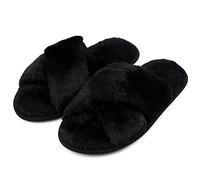 riemot Pantofole Donna in Memory Foam Ciabatte Invernali da Casa Calde leggere Comode Ciabatte Donna Antiscivolo Ciabatte Pelose Morbide Suola Scarpe Donna Invernali Indoor Outdoor,Nero,40/41 EU