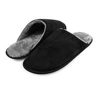 riemot Pantofole Uomo Inverno Calde Morbide con Pelliccia Interna, Calzatura per Casa e Interni, Ciabatte Uomo in Memory Foam Antiscivolo Pelose Suola Scarpe, Nero, 45/46 EU
