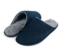 riemot Pantofole Uomo Inverno Calde Morbide con Pelliccia Interna, Calzatura per Casa e Interni, Ciabatte Uomo in Memory Foam Antiscivolo Pelose Suola Scarpe, Blu Scuro, 44/45 EU