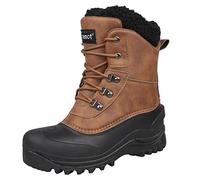riemot Stivali da Neve Uomo Donna Scarpe Invernali Foderate di Pelliccia Caldi Casual Stringate Stivaletti Impermeabili Antiscivolo Outdoor Stivali Boots Scarpe Trekking,Marrone,42 EU