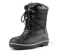 riemot Stivali Donna Scarpe Invernali Stivali da Neve Caldo Impermeabili Stivaletti Foderato Stringate Snow Boots Scarponcini Metà polpaccio Stivali Antiscivolo Scarpe Trekking,Nero,42 EU