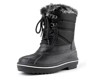 riemot Stivali Donna Scarpe Invernali Stivali da Neve Caldo Impermeabili Stivaletti Foderato Stringate Snow Boots Scarponcini Metà polpaccio Stivali Antiscivolo Scarpe Trekking,Nero,36-42 EU
