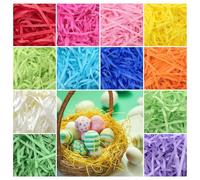 Riempimento di Rafia per Cesto Regalo Carta Tagliuzzata per Regali Rafia per Borse e Bomboniere - Set Variopinto di 12 Colori, Perfetto per Decorare Cesti, Regali e Easter Egg