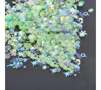 Riempimento in resina epossidica fai da te con paillettes luminose da 10 g, mescolato con perline circolari concave a forma di fiocco di neve color prugna, per gioielli, artigianato in resina, c