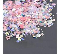 Riempimento in resina epossidica fai da te con paillettes luminose da 10 g, mescolato con perline circolari concave a forma di fiocco di neve color prugna, per gioielli, artigianato in resina, c