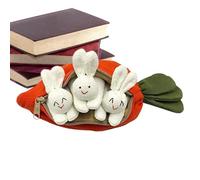 Riempita con tasca con chiusura lampo, in un sacchetto per carote, tre bambole di peluche pasquale, giocattolo per bambini con chiusura lampo per i viaggi a casa
