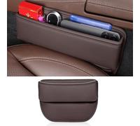 Riempitivo per spazi vuoti nel seggiolino auto, For Jaguar S-Type 2002-2008, scatola portaoggetti for sedile a tenuta stagna in pelle PU, accessori for console auto, tasca laterale(C-brown)