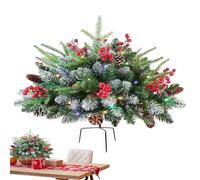 Riempitore per Albero di Natale Preilluminato - 60 Luci LED Con Effetto Brina Per Urne Con Pigne E Bacche Rosse,Decorazioni Stagionali A Batteria Per Viali Vasi Finestre - Giardino Patio Interno