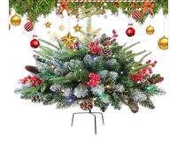 Riempitore per Albero di Natale Preilluminato,60 Luci LED con Effetto Brina per Urne con Pigne E Bacche Rosse - Decorazioni Natalizie Alimentate A Batteria per Giardino Ingresso