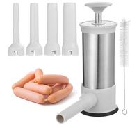Riempitore per salsicce con capacità di 1,5 l, 4 tubi in acciaio inox, design verticale, include spazzola per la pulizia per salsicce fatte in casa