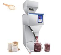 Riempitrice automatica di particelle per bottiglie e sacchetti, capacità 10-1500 g con pedale, 2 uscite e doppia vibrazione per fagioli, semi, cereali, tè