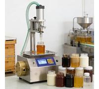 Riempitrice automatica liquidi per paste miele viscosa,sistem-a imbottigliamento per un riempimento preciso10-10kg,tara automatica,portata 7L/min,per miele,olio,burro arachidi PlasticGearPump