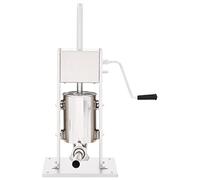 Riempitrice manuale per salsicce in acciaio inox con capacità di 3 litri, automatica, con 3 tubi di riempimento, imbuto inclinabile e manovella per una facile cottura e cottura